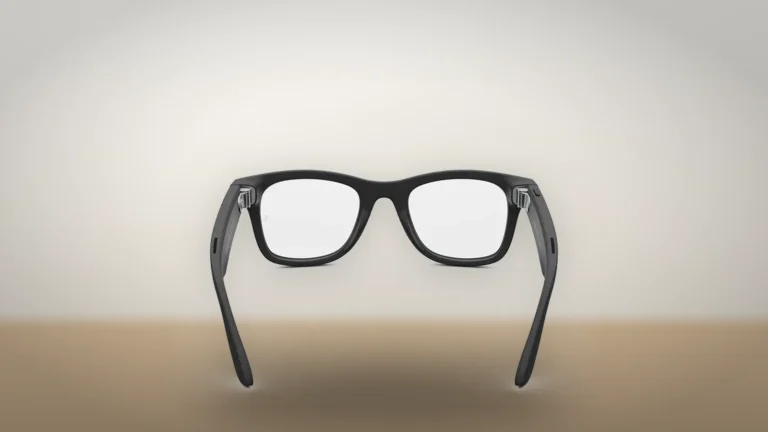 Ray-Ban Meta Wayfarer Gen 2 seen from behind with the arms open, showing the inside of the temples